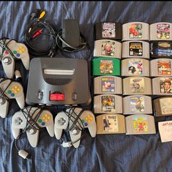 Nintendo 64 Console 4 Controllers And Bunch Of Games