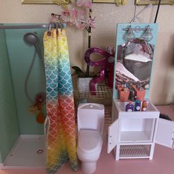 My Life As Complete Plastic Bathroom Play Set for 18” Dolls 
