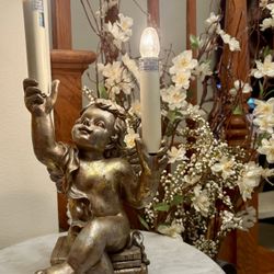 Vintage Hollywood Regency Cherub Tabletop Candelabra