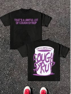 Men's Lightweight Black Graphic Cough Syrup any size