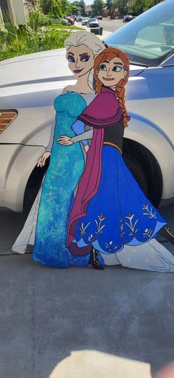 Frozen Elsa and Anna Wooden Cutout Standee, handmade