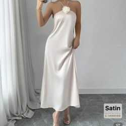 Off White Satin Dress