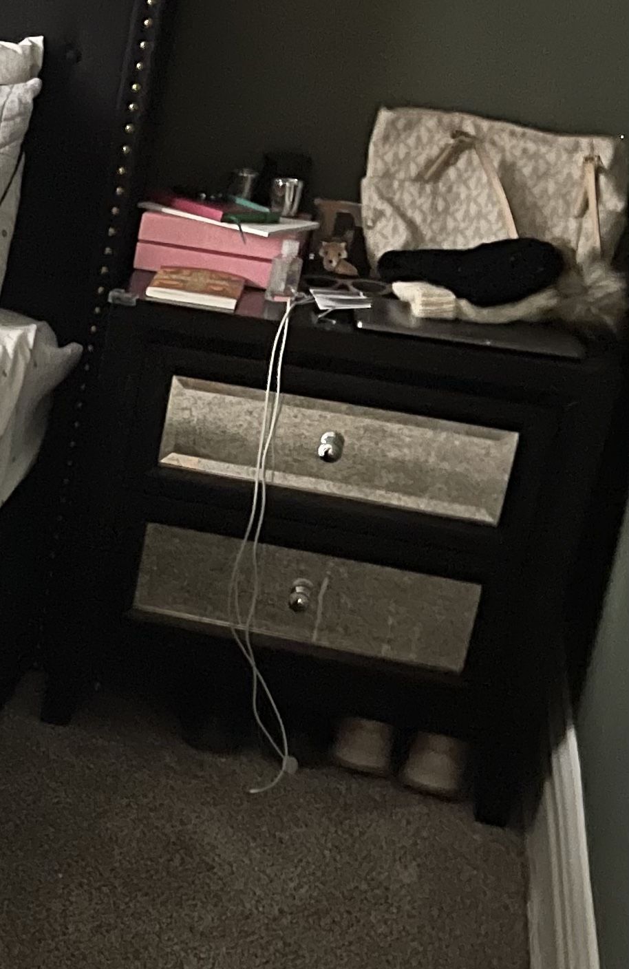 Mirrored Black Nightstand - Value City (2016)
