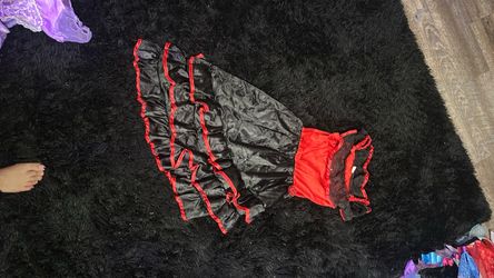 Black and Red Satin Ruffle Skirt