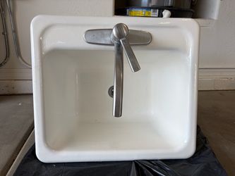 Overmount white porcelain sink