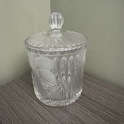 Vintage Crystal Clear Industries 24% Lead Crystal Glass Jar