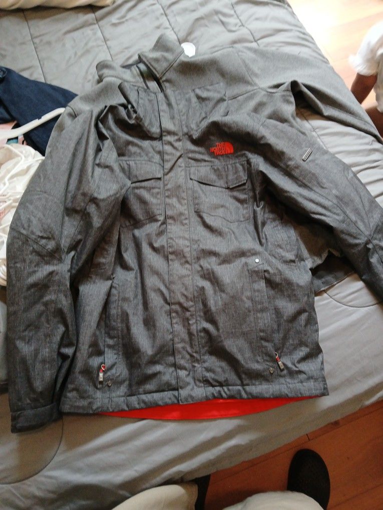 Lg Gray And Sm Gray/Orange North Face Jackets