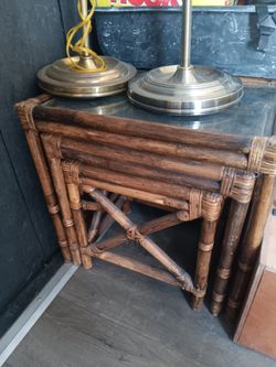 Vintage bamboo nesting side tables
