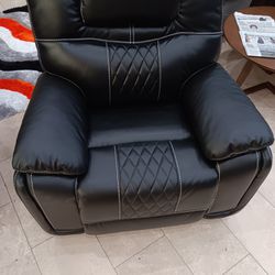*Weekend Special*---Santiago Bold Black Leather Reclining 3 Piece Sets---Delivery And Easy Financing Available🤝