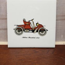 Vintage 1902 Auto Car Runabout Ceramic Trivet Wall Plaque 