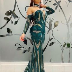 The Emerald Goddess Sequin Maxi Dress
