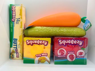 Squeezy Pickle, Butter, Cheese , Carrot & Strawberry Lot
