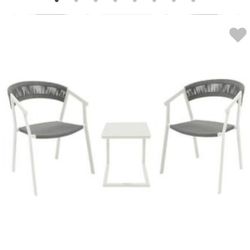 3 Piece Patio Set With 2 Chairs And Side Table 