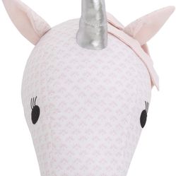 NoJo Pink and White Unicorn 14x11 Plush Head Wall Decore