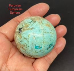 Peruvian Turquoise with Chrysocolla inclusions Genuine Stone Sphere 119g 46mm