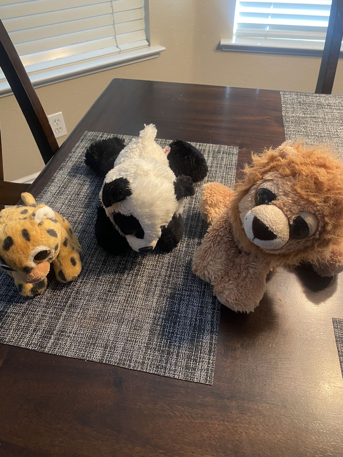 Lot Of 3 Panda Tiger Stuffed Animals