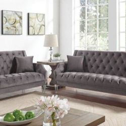 💥 CYBER DEAL 💥 Brand New Gray 3pc Sofa And Love Seat, Chair Set