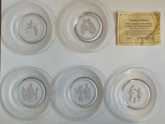 Set Of 6 Norman Rockwell 1977 American Sweethearts Etched Crystal