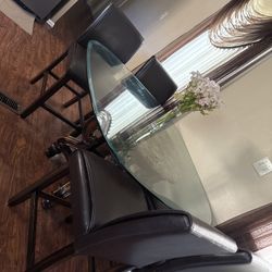 Glass 4 Chair Dining Table 