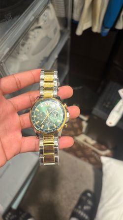 Guess Chronograph Watch Two-Tone Green Dial