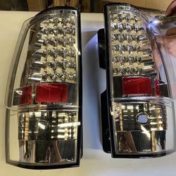 07-14 gmc yukon denali/ chevy tahoe suburban chrome clear led taillights