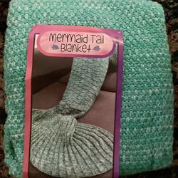Brand New Mermaid Tail Blanket Green Crocheted 