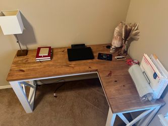 Handmade Pine Farmhouse L-Shaped Desk w/ Built-In Outlets & USB – 2 Available