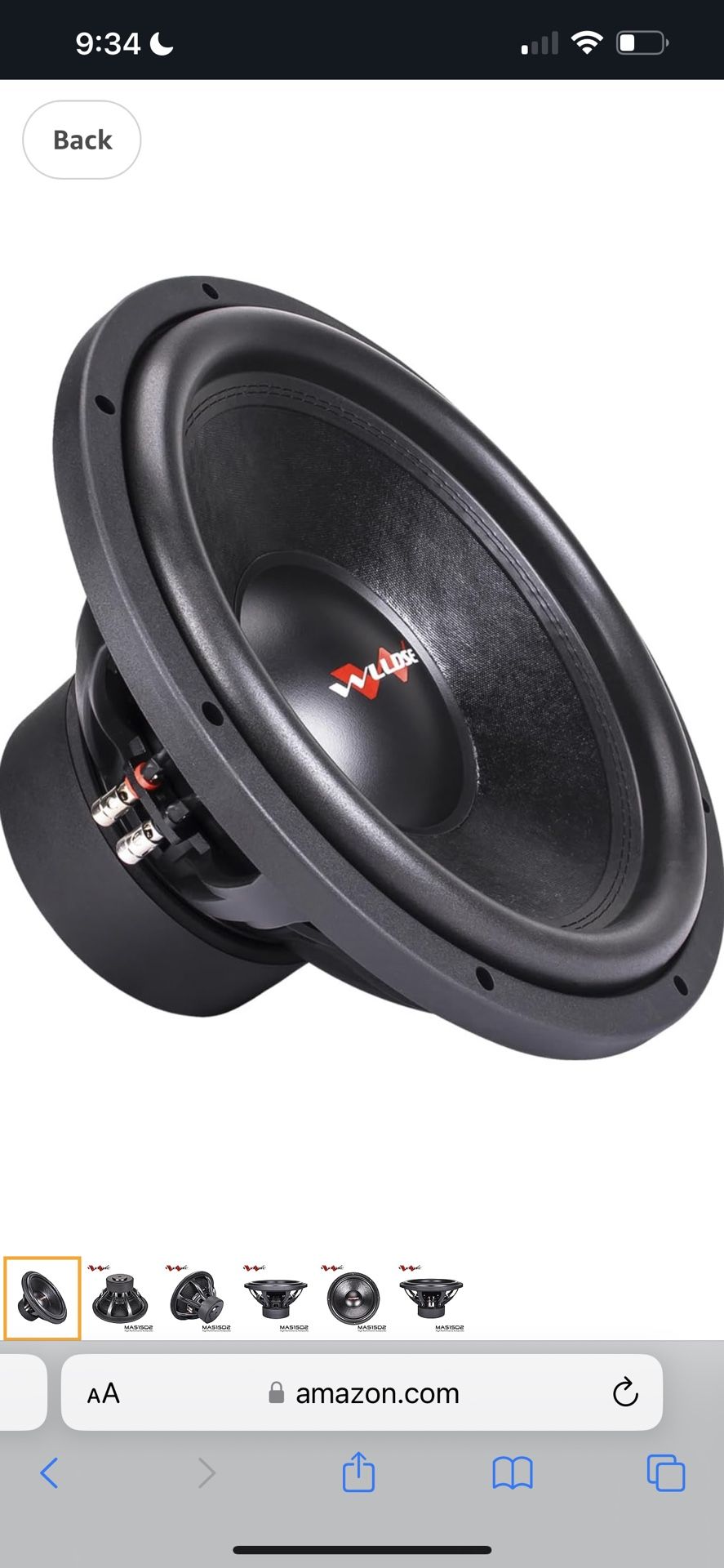 (2)-$250 WLLDSE 15 inch 2400 Watt Peak Momentary Power Dual 2 Ohm Car Subwoofer, Black