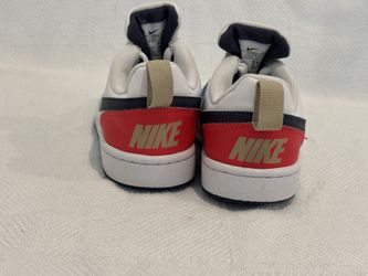 Nike Court Borough Low Kids Sneakers Size 4 White Blue Red