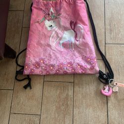 Pink Cute Unicorn Backpack  With Charms 