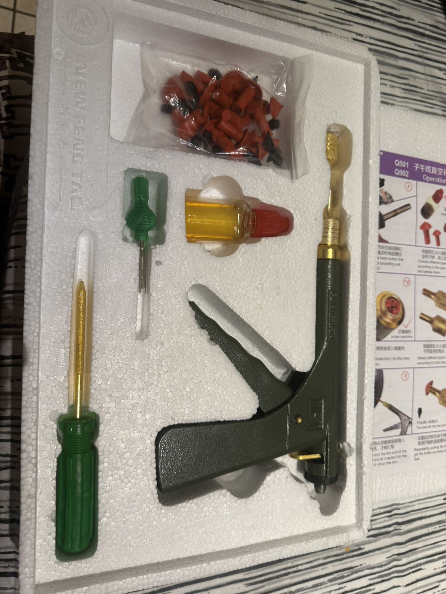Tire Plugger Tubeless Tire Wheel Repair Gun Kit Mushroom Plug Probe Nozzle! - Tire Repair Kit - Tubeless Tire Wheel Repair Gun With Mushroom Plug And