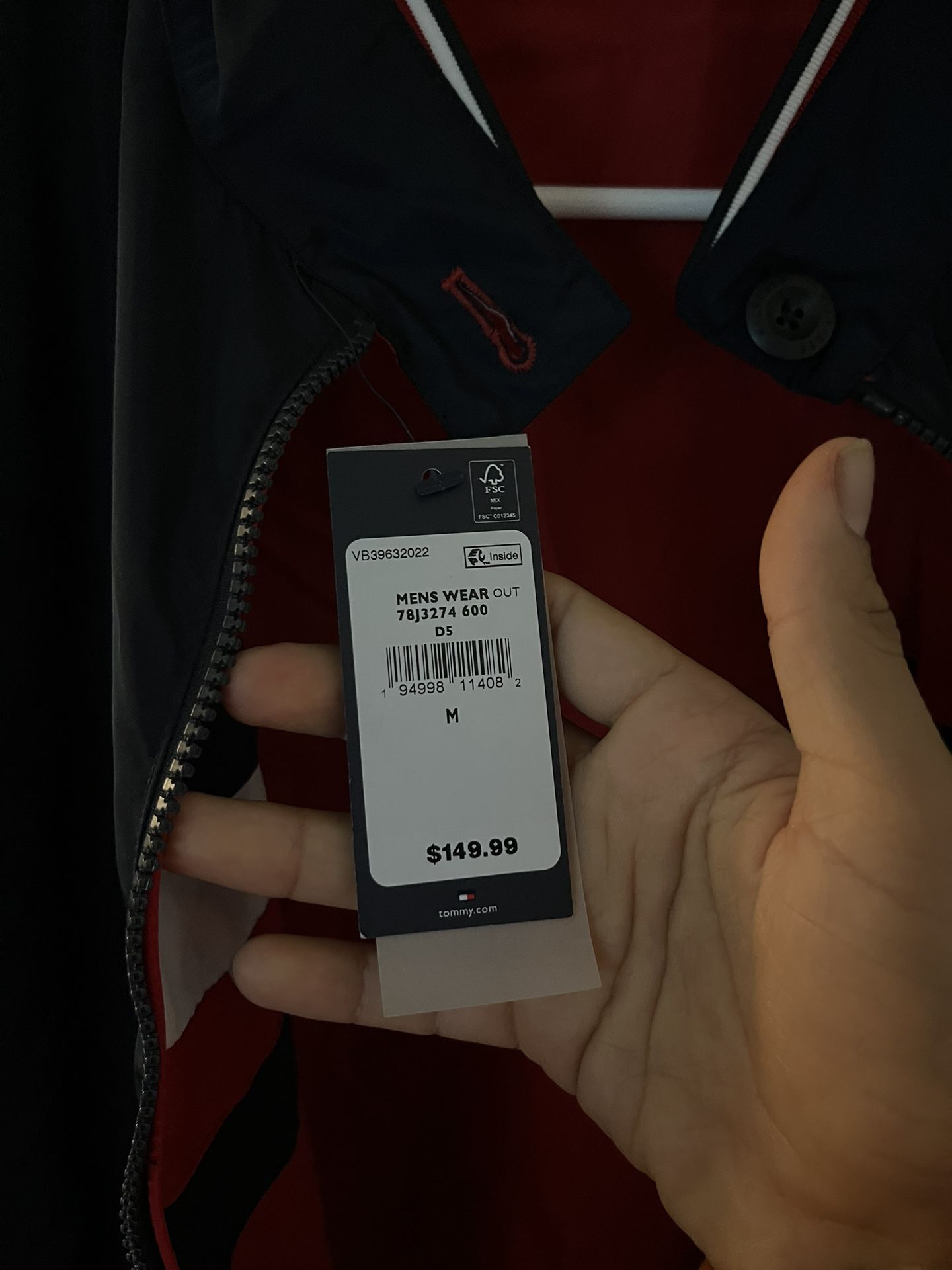reversible tommy hilfiger windbreaker zip up jacket