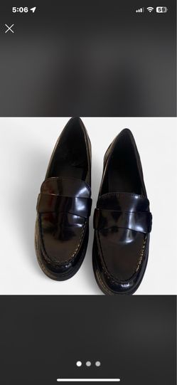 Black patent leather loafers