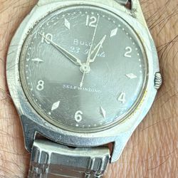 Vintage Bulova 23 jewels Sunburst self Winding Automatic Men's 1950s SS Watch stainless steel flex bracelet very classy watch works great 