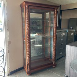 Pulaski Wood Curio Cabinet with Sliding Door and Lights