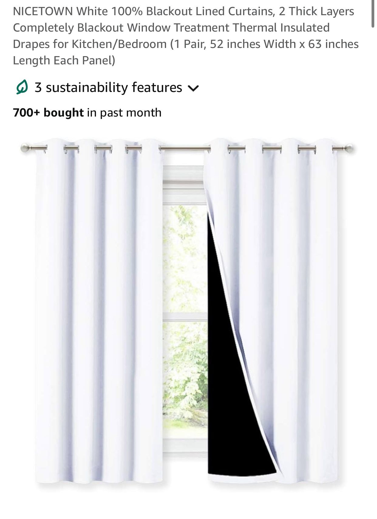 Blackout Pure White Window Curtains
