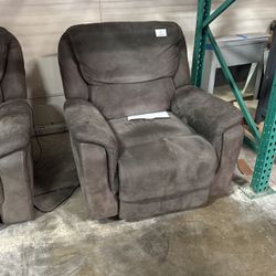 Grey Electric Recliner, Rocking, Swing Chair, Fabric