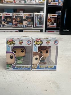 RARE CHASE BITTY Buzz Lightyear & Sheriff Woody 1" Funko Pops #523 522 Toy Story