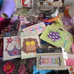 Assorted Ribbons, Headbands, Tulle Fabrics, and Decorative Items – Over $200 Value!
