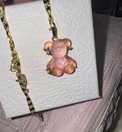 Teddy Bear Necklace With Gold Chain