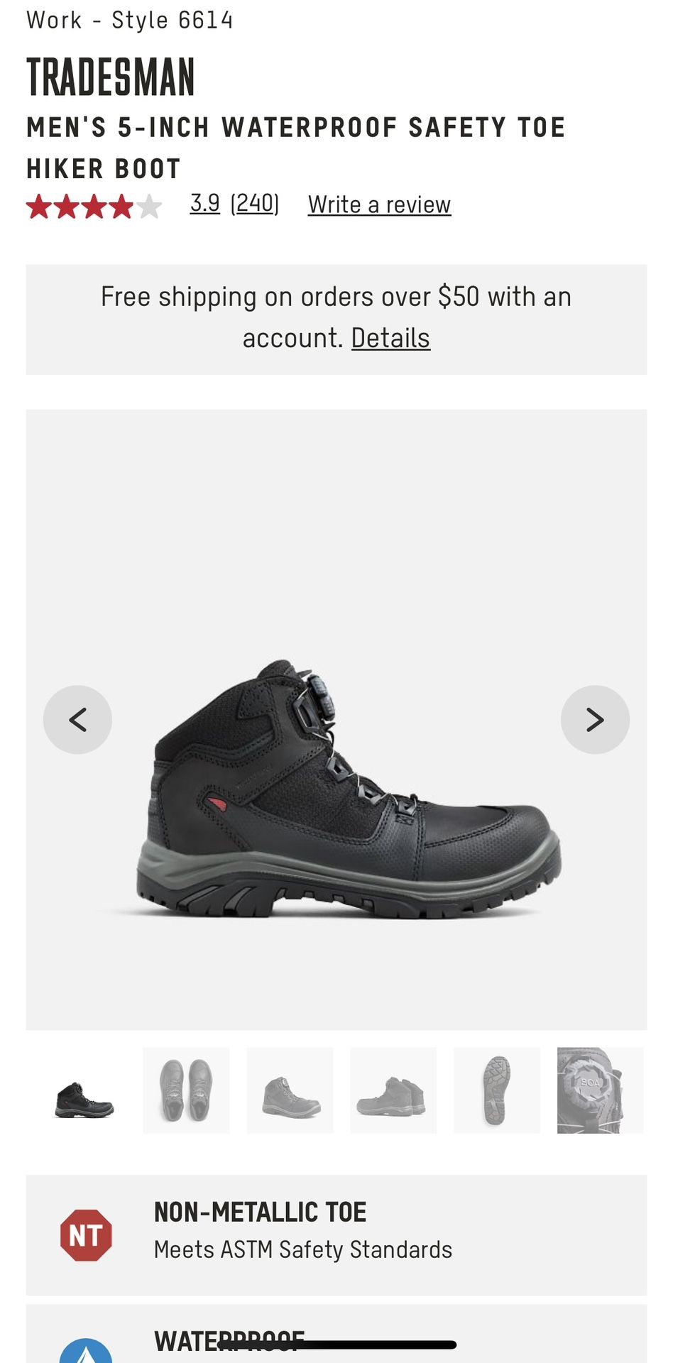 Red Wing Tradesman 5 Inch Waterproof Safety Toe Hiker Work Boots Black Size Men’s 10.5 