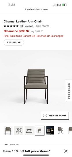 Crate And Barrel Channel Leather Chairs-4 Pieces New Condition 