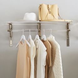 Pottery Barn Acrylic Closet Shelf With Rail,36" Brass