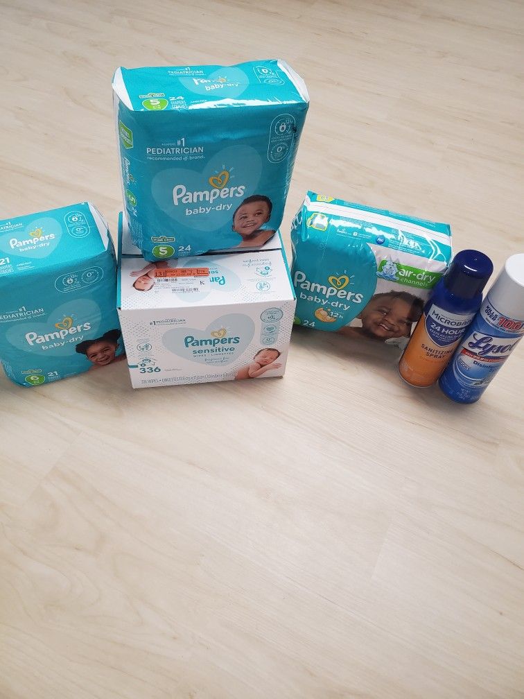 Wipes &diapers Size 5,6