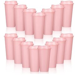 Domensi 15 Pack Reusable Coffee Cups with Lids 16 oz