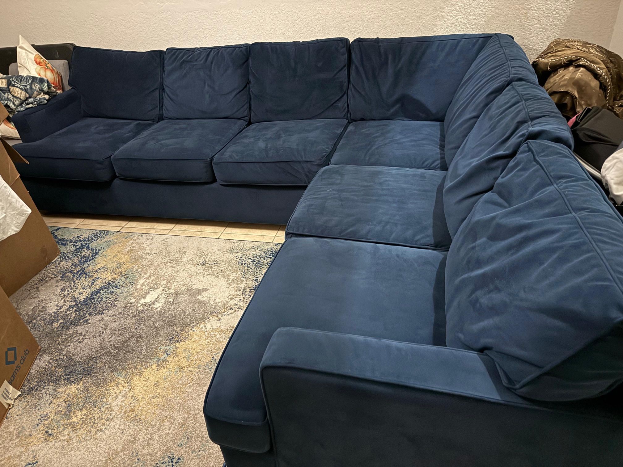 L Navy Blue Sofa