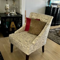 French Script Accent Chair Emery Beige Tan