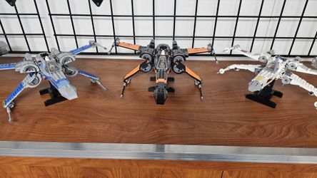 Built Displayed X Wing Fighter Star Wars Lego Brick Set With Stand