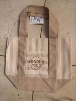 Trader Joe’s Beige Striped mini canvas tote