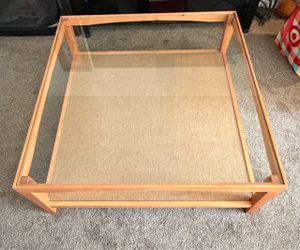 Square Wood and Glass Coffee Table